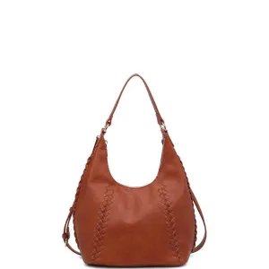 Pebbled and Woven Bag in Tan