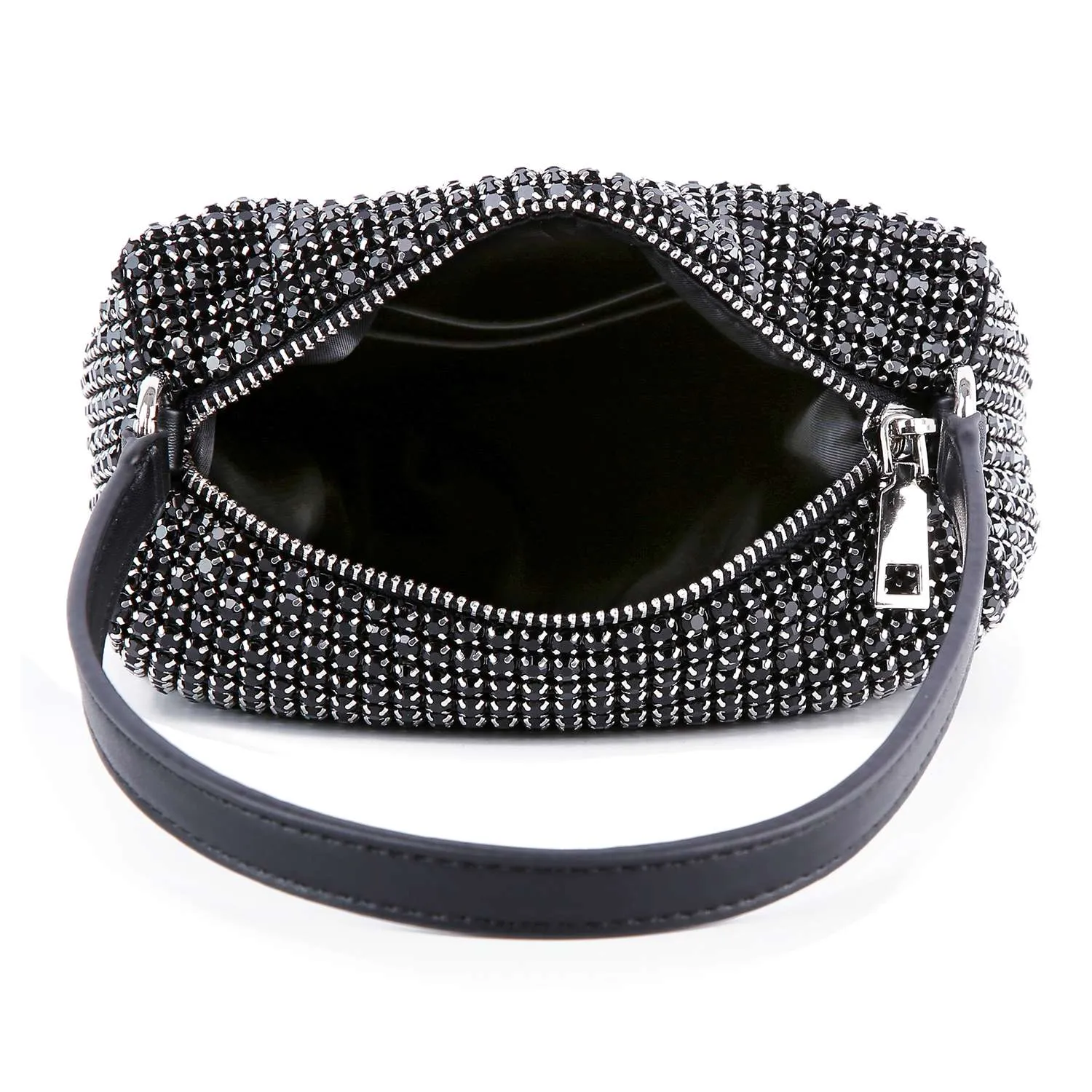 Petite Rhinestone Bling Shoulder Bag: Black