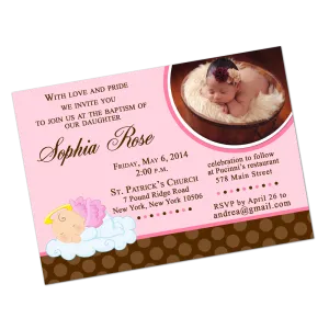 Pink Angel Baby Digital Baptism Invitation