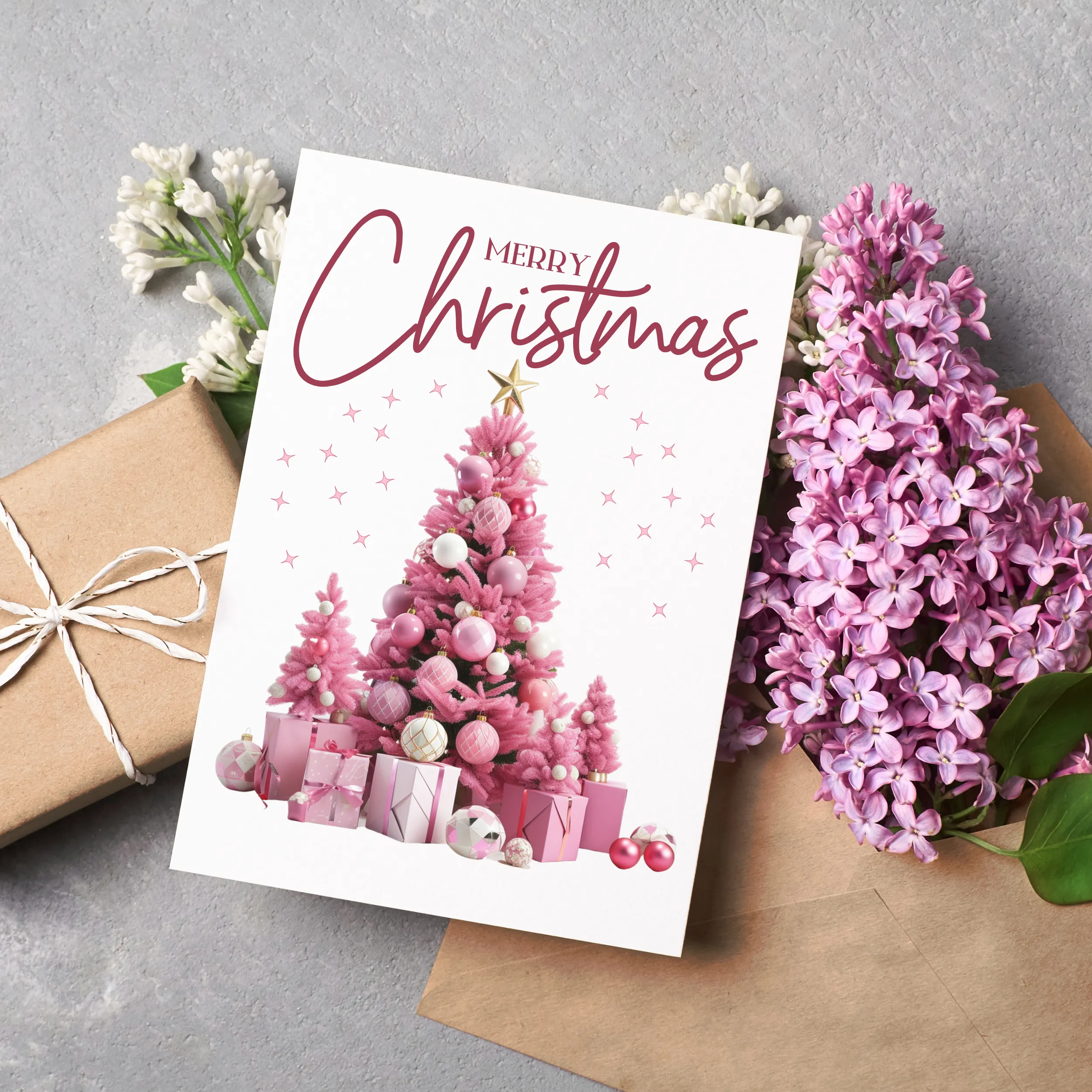 Pink Christmas Trees Digital Art SETXTREE002