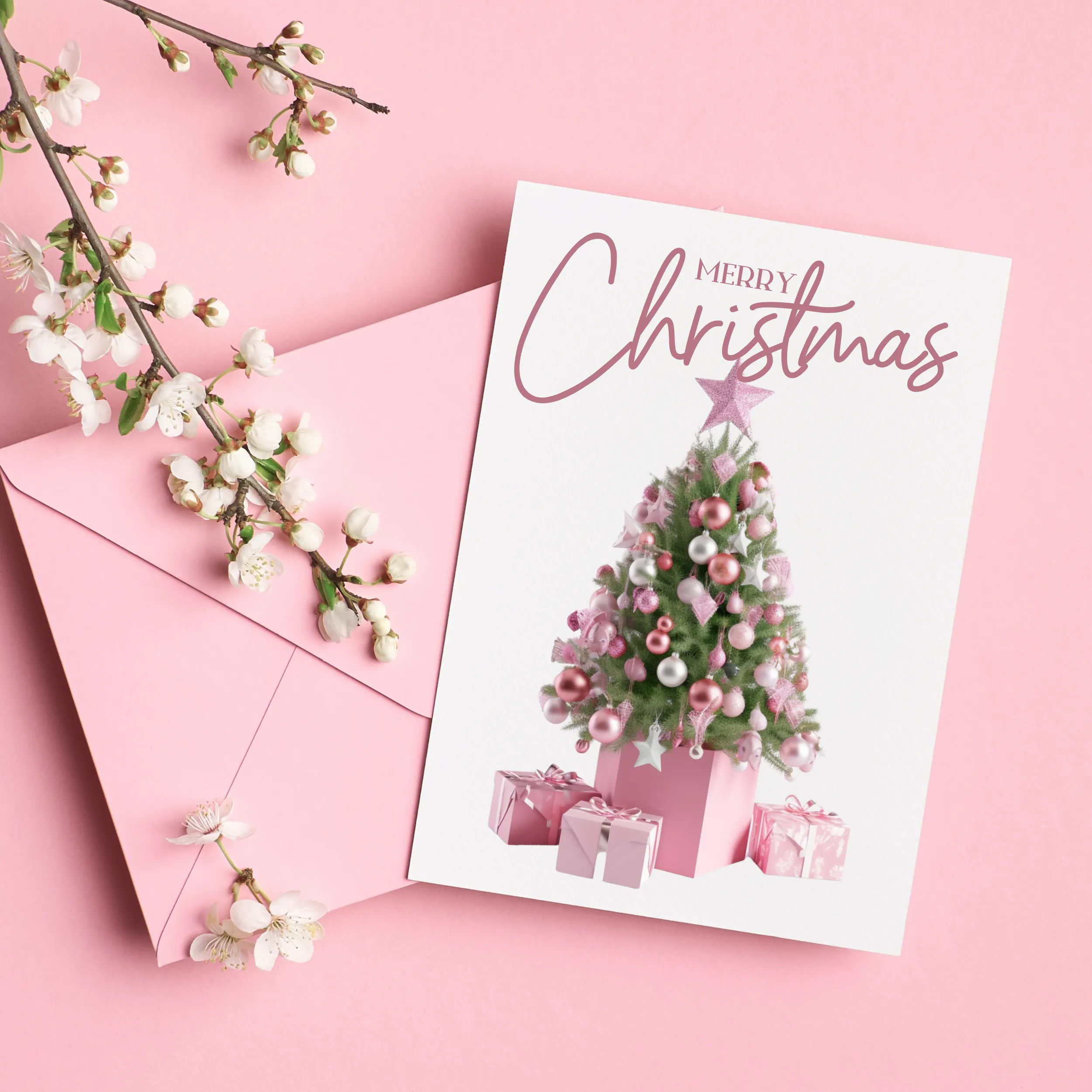 Pink Christmas Trees Digital Art SETXTREE002