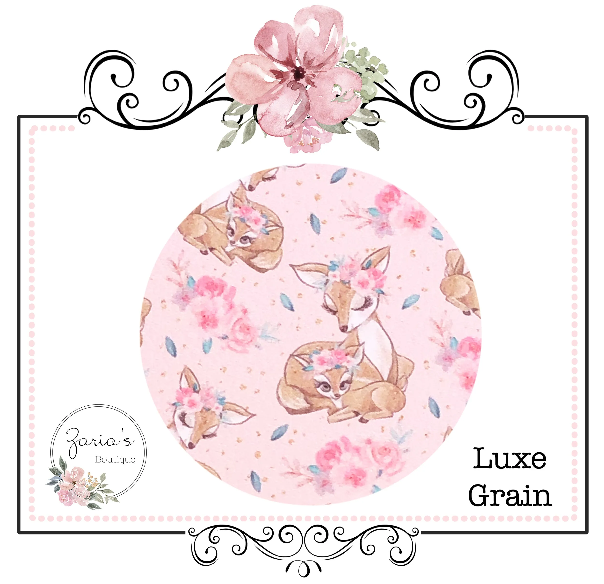 Pink Mummy & Me Sweet Deer Fawn ~ Custom Luxe Grain Faux Leather ~ 0.90mm