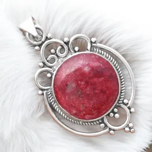 Pink Thulite Solid 925 Sterling Silver Pendant