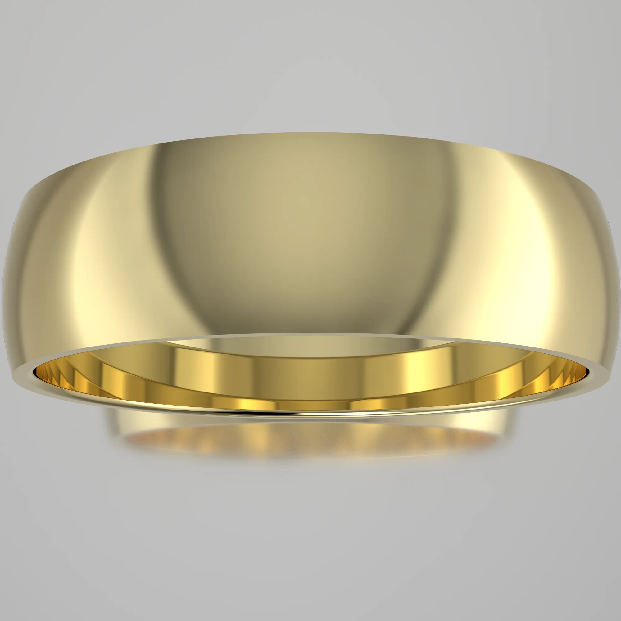 Polished Yellow Gold 6mm Domed Wedding Band