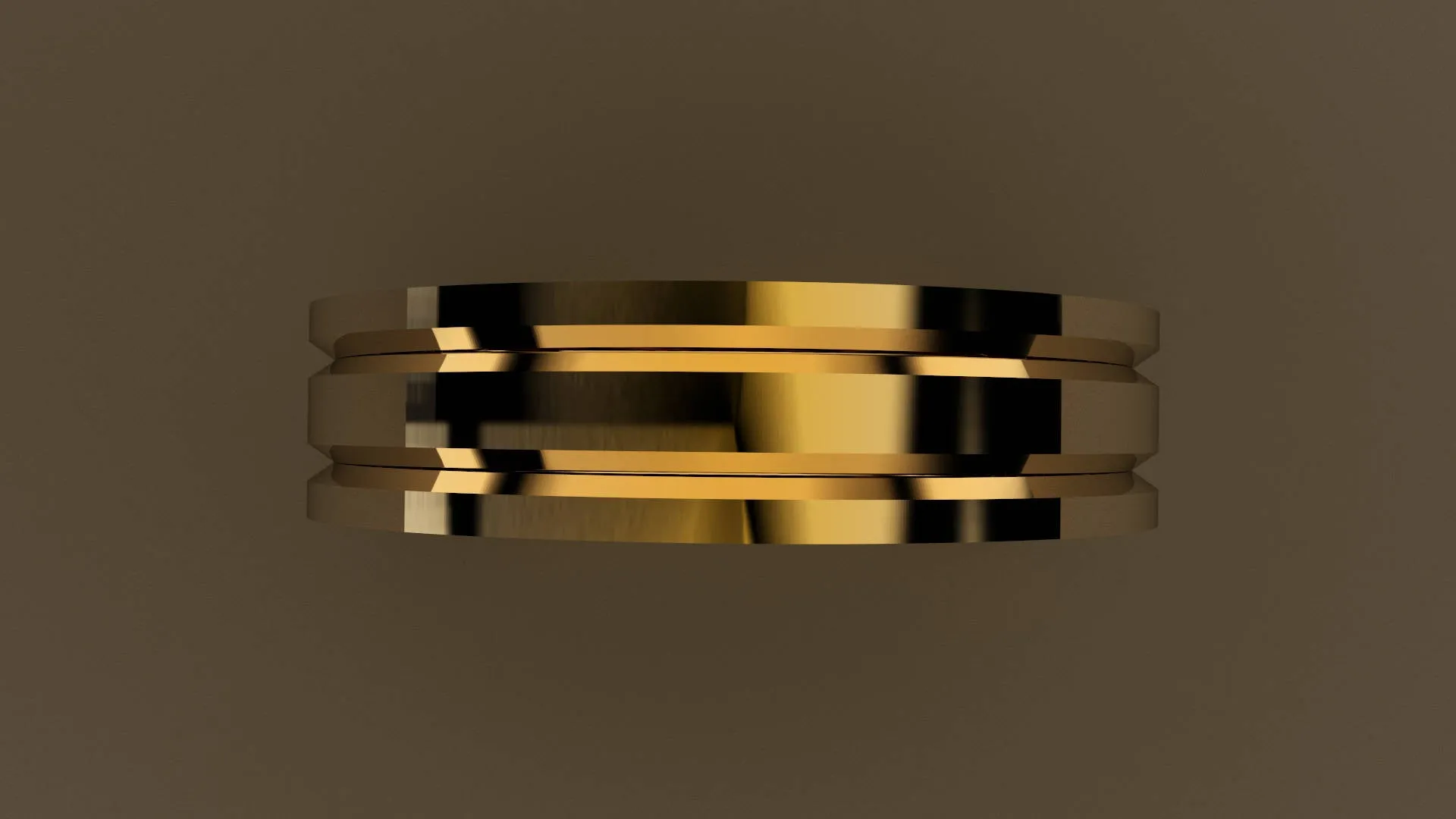 Polished Yellow Gold 6mm Double V Groove Wedding Band