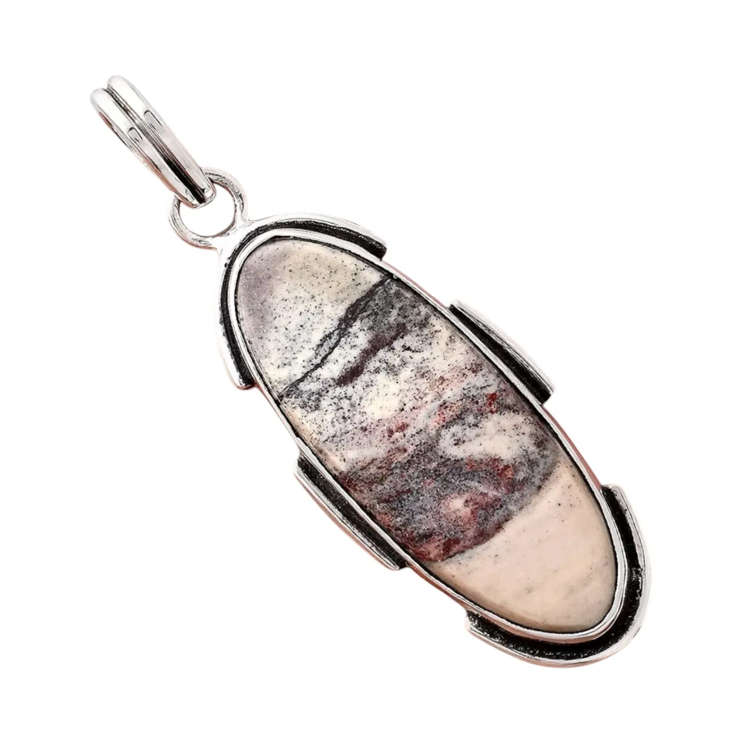 Porcelain Jasper Solid 925 Sterling Silver Pendant