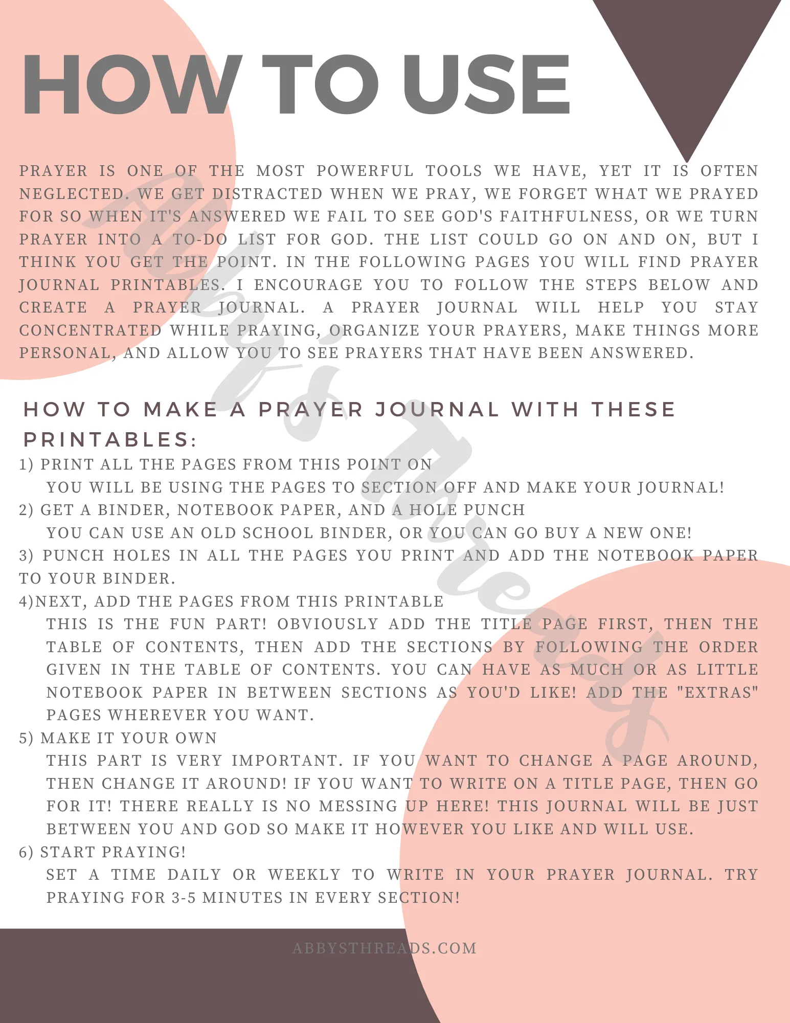 Printable Prayer Journal Inserts