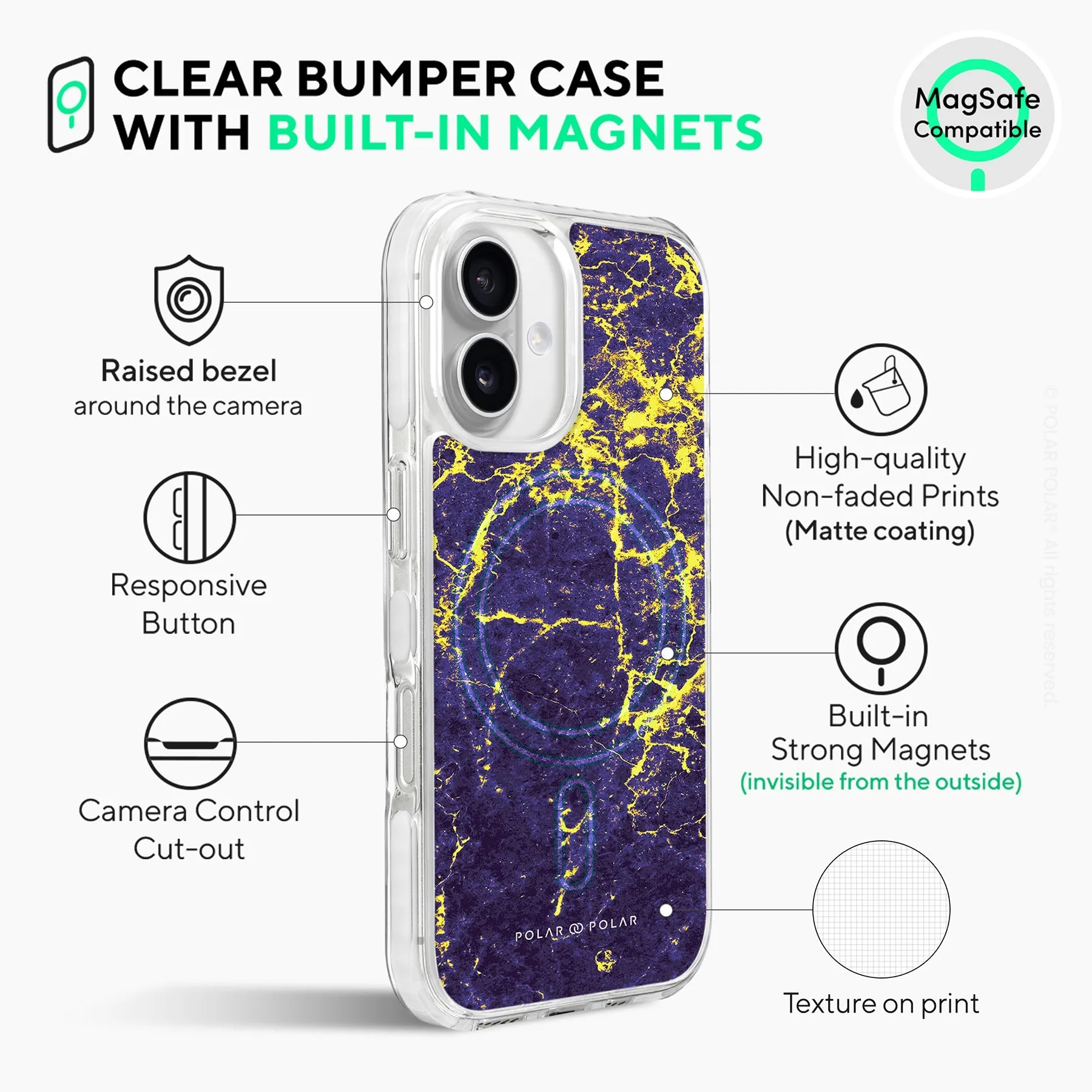 Purple Night - iPhone 16 Clear Bumper MagSafe Case