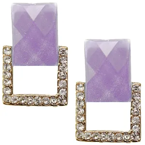 Purple Square Gemstone Post Earrings
