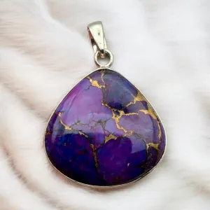 Purple Turquoise Solid 925 Sterling Silver Pendant