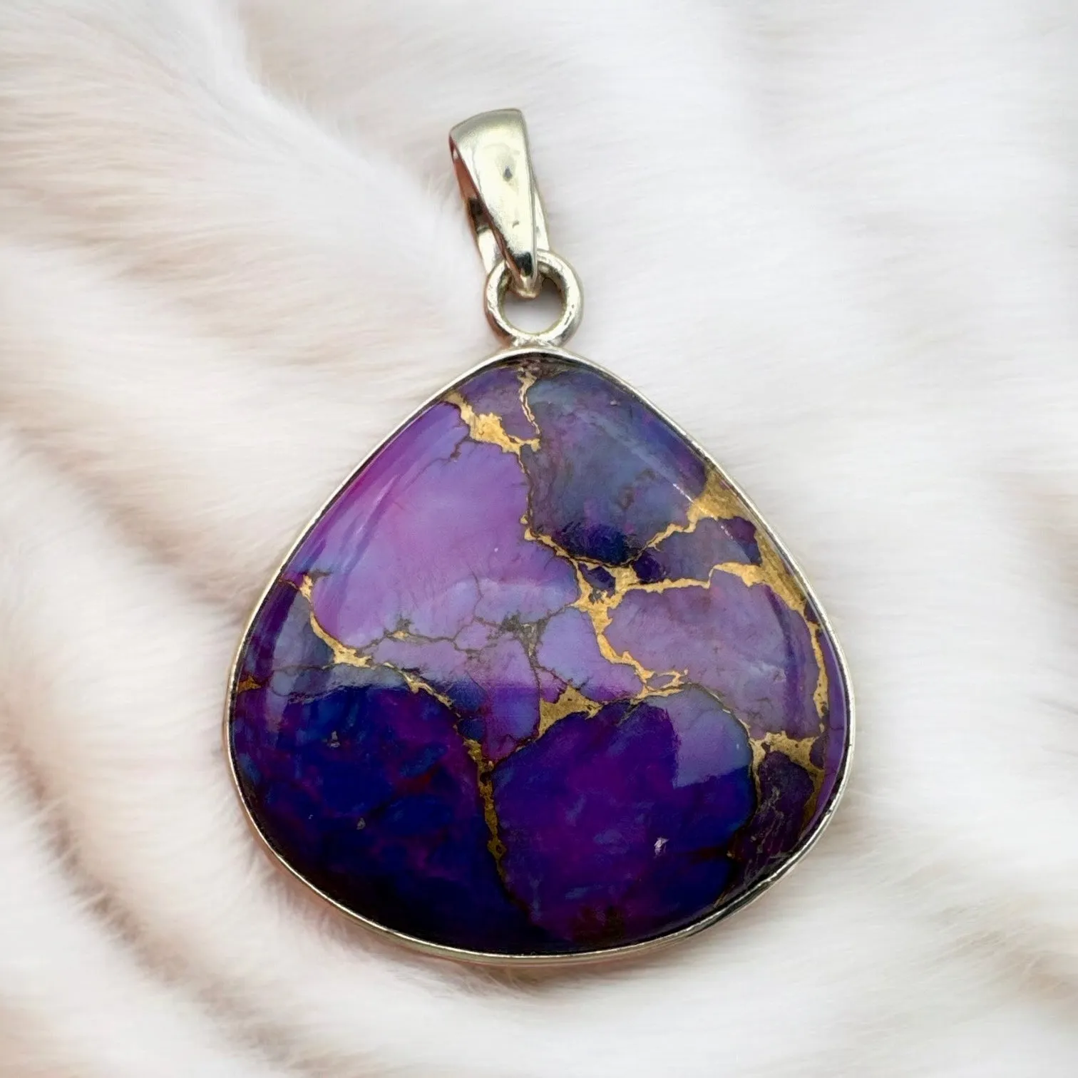 Purple Turquoise Solid 925 Sterling Silver Pendant