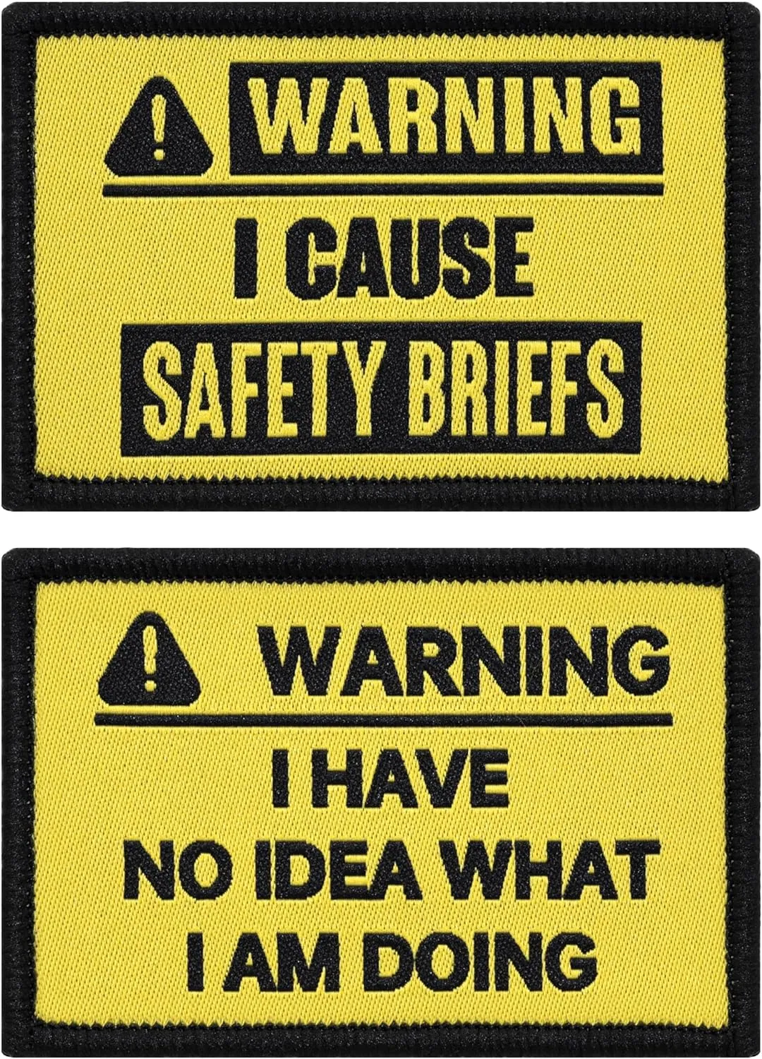 "Warning" Funny Morale Applique Patch 2-Pack Set