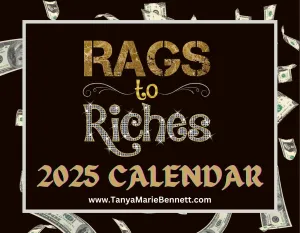 Rags to Riches 2025 Calendar Printable Planner, Digital Calendar 2025, Wall Calendar PDF Editable Calendar, Monthly Planner, Digital Planner