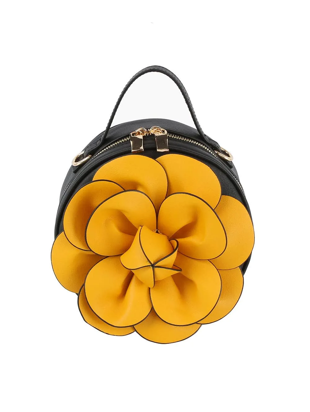 Raised Flower Petite Handbag: Red