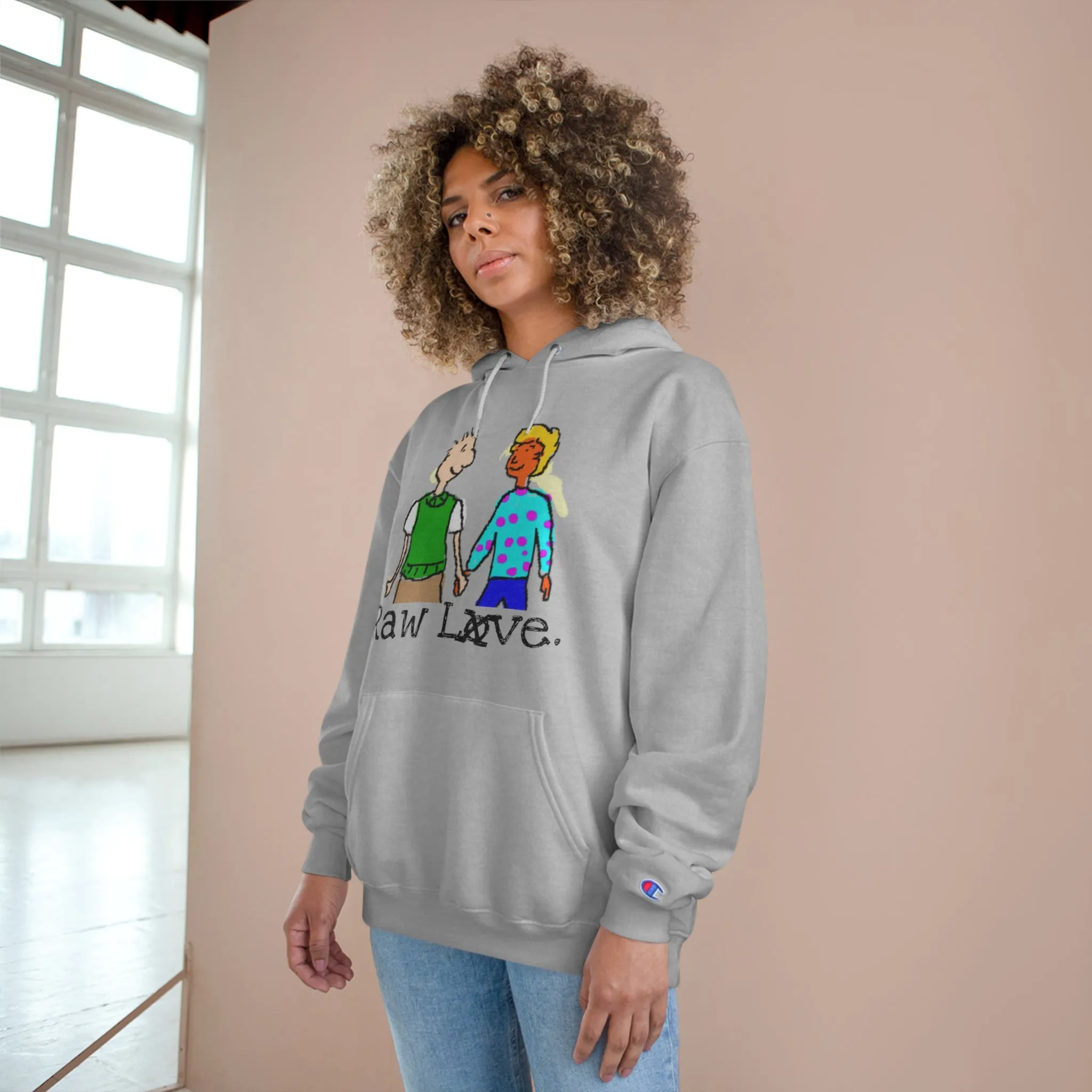 raw sushi "RAW LOVE" Champion Hoodie light grey