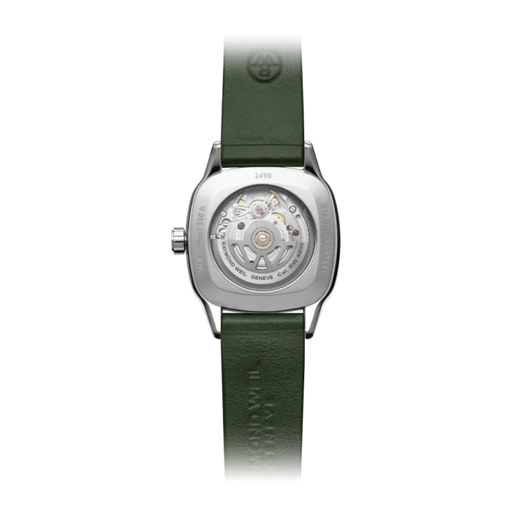 Raymond Weil Freelancer Ladies Automatic Green Dial Leather Watch 34.5 X 34.5mm