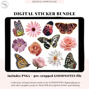 Real Florals   Butterflies - Digital Planner Sticker Bundle