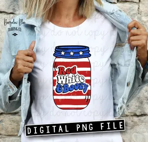 Red White & Boozy Jar  4th of July Digital Download