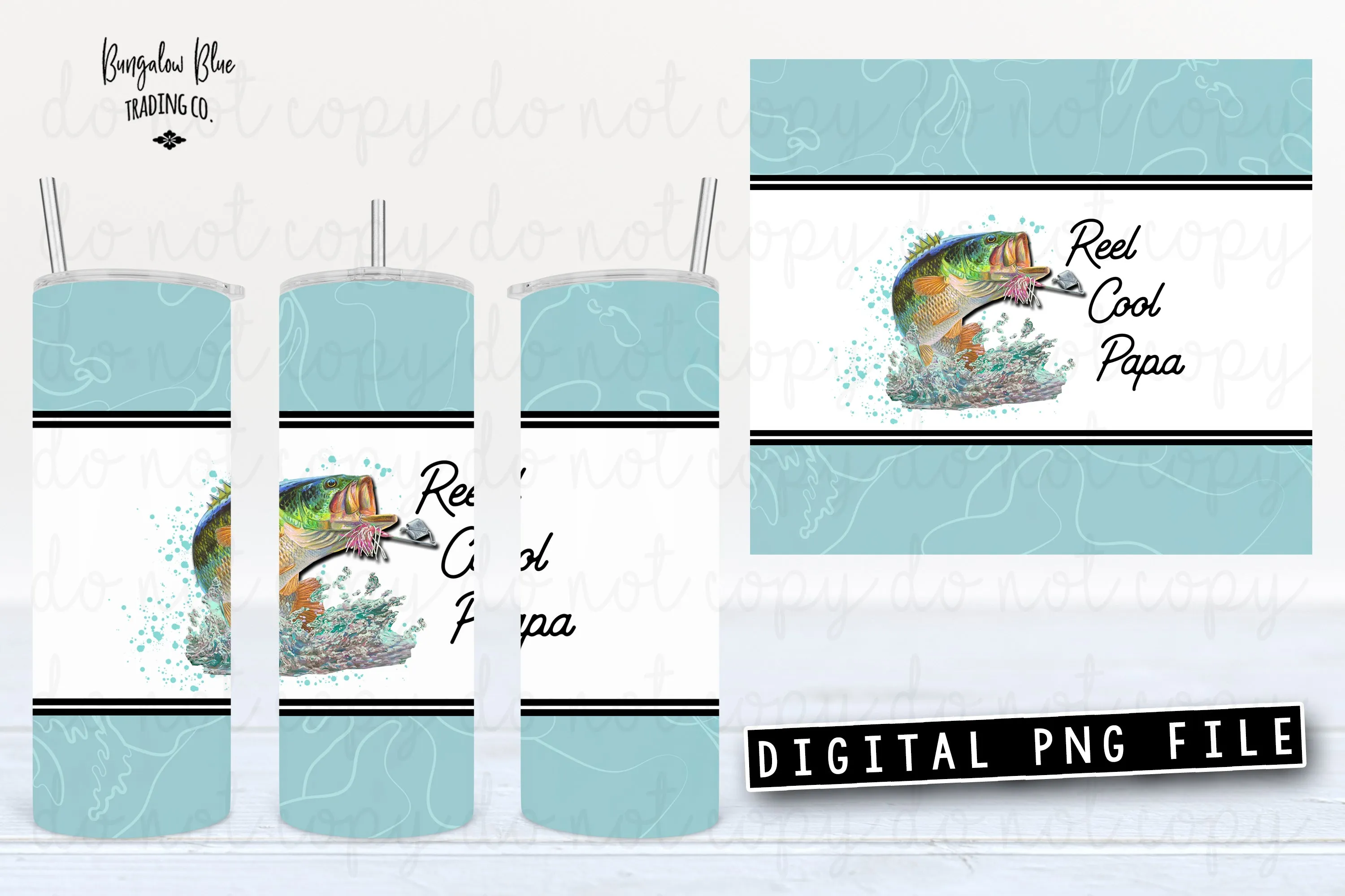 Reel Cool Papa 20 oz Skinny Tumbler Wrap Digital Download