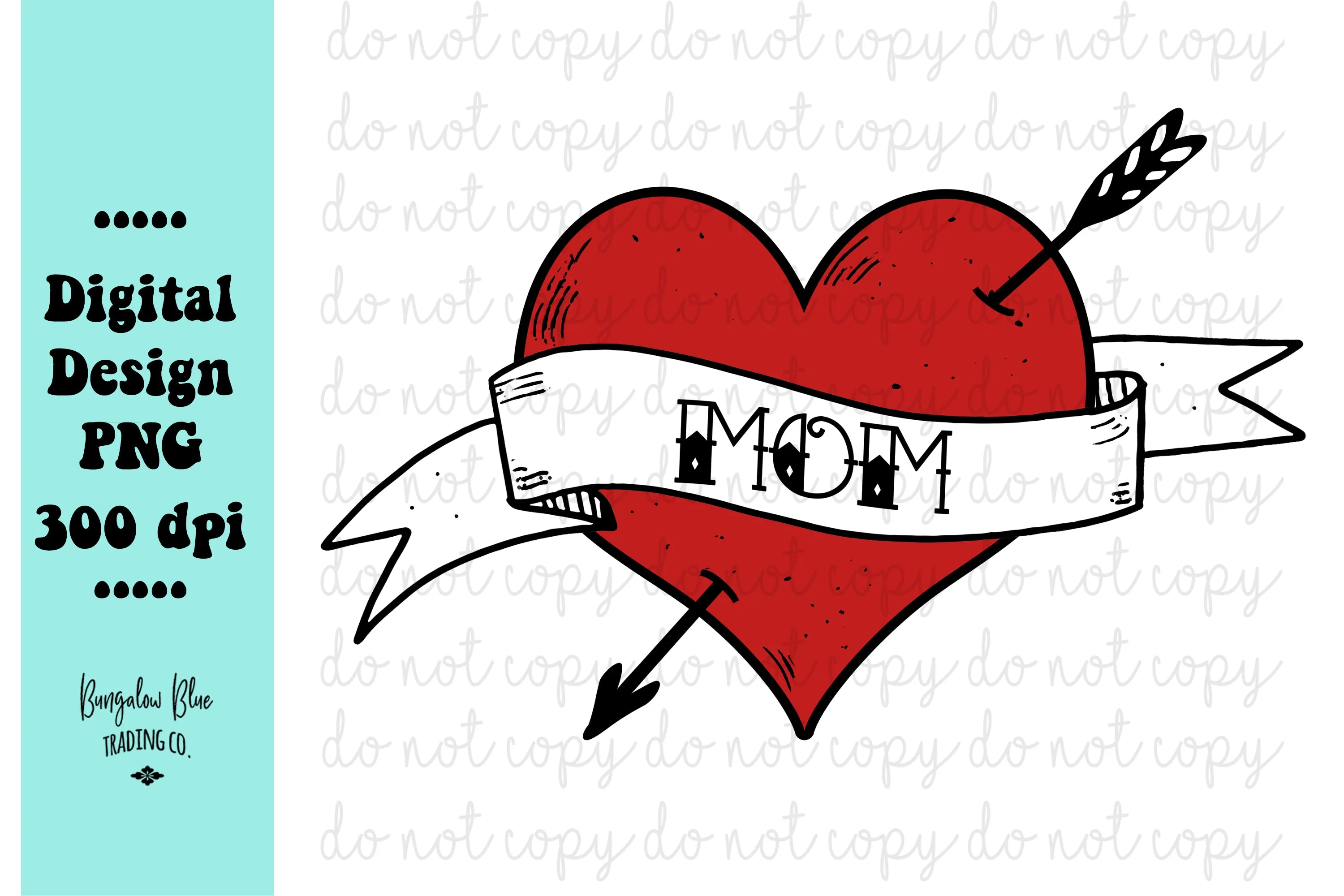 Retro Mom Tattoo Heart Distressed Version- Digital Download