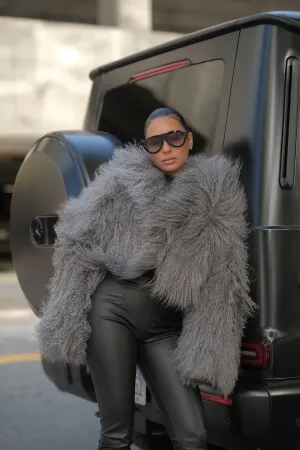 RICH BI$H MONGOLIAN COAT - GREY