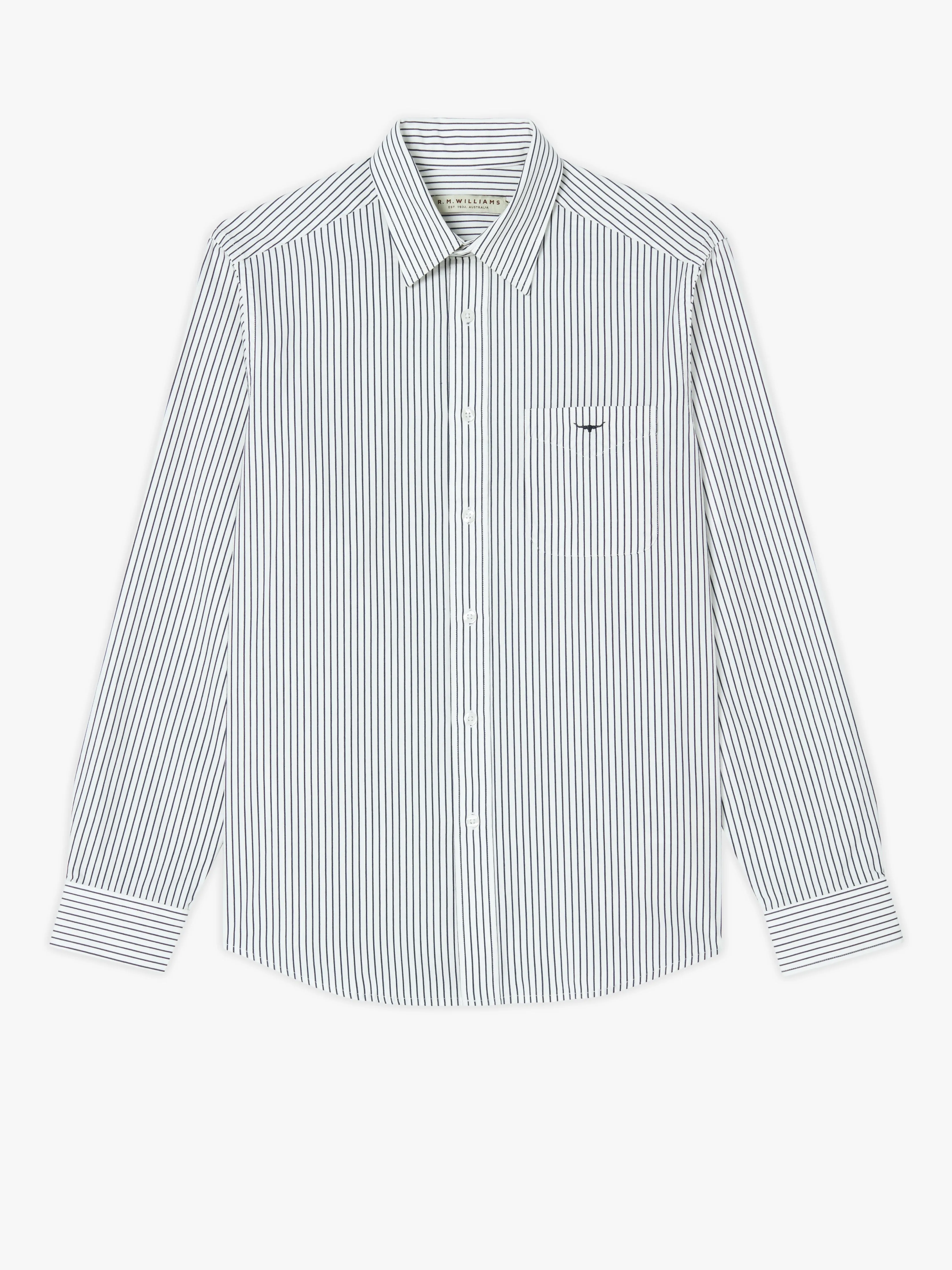 R.M. Williams Collins Shirt - White/Navy
