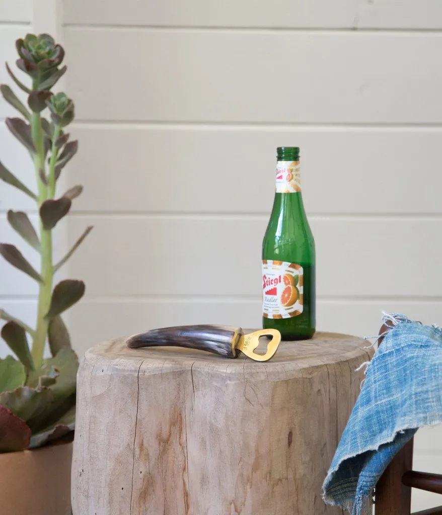 Rose and Fitzgerald Ankole Horn & Pure Brass Bottle Opener- Dark