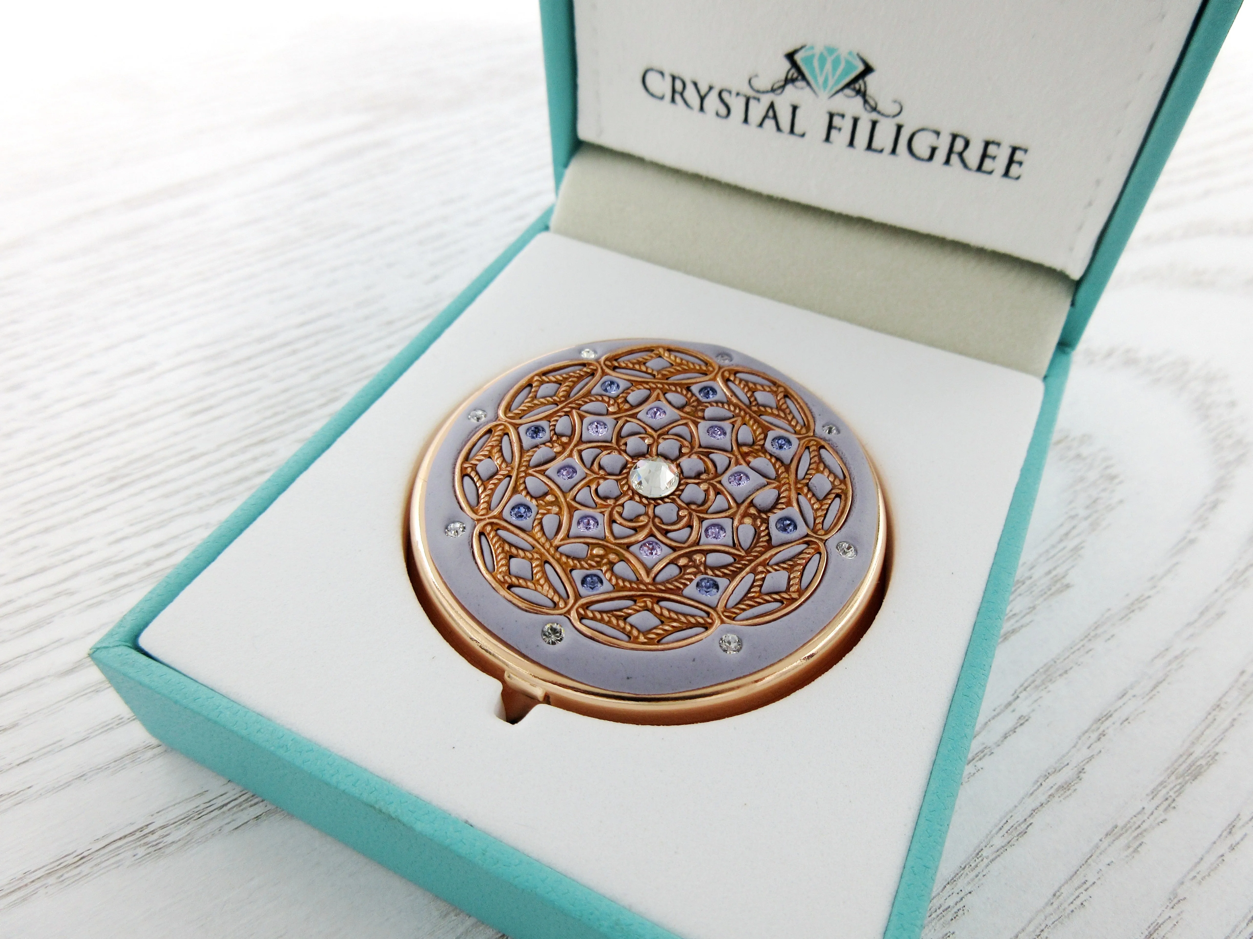Rose Gold Centerstone Pill Box