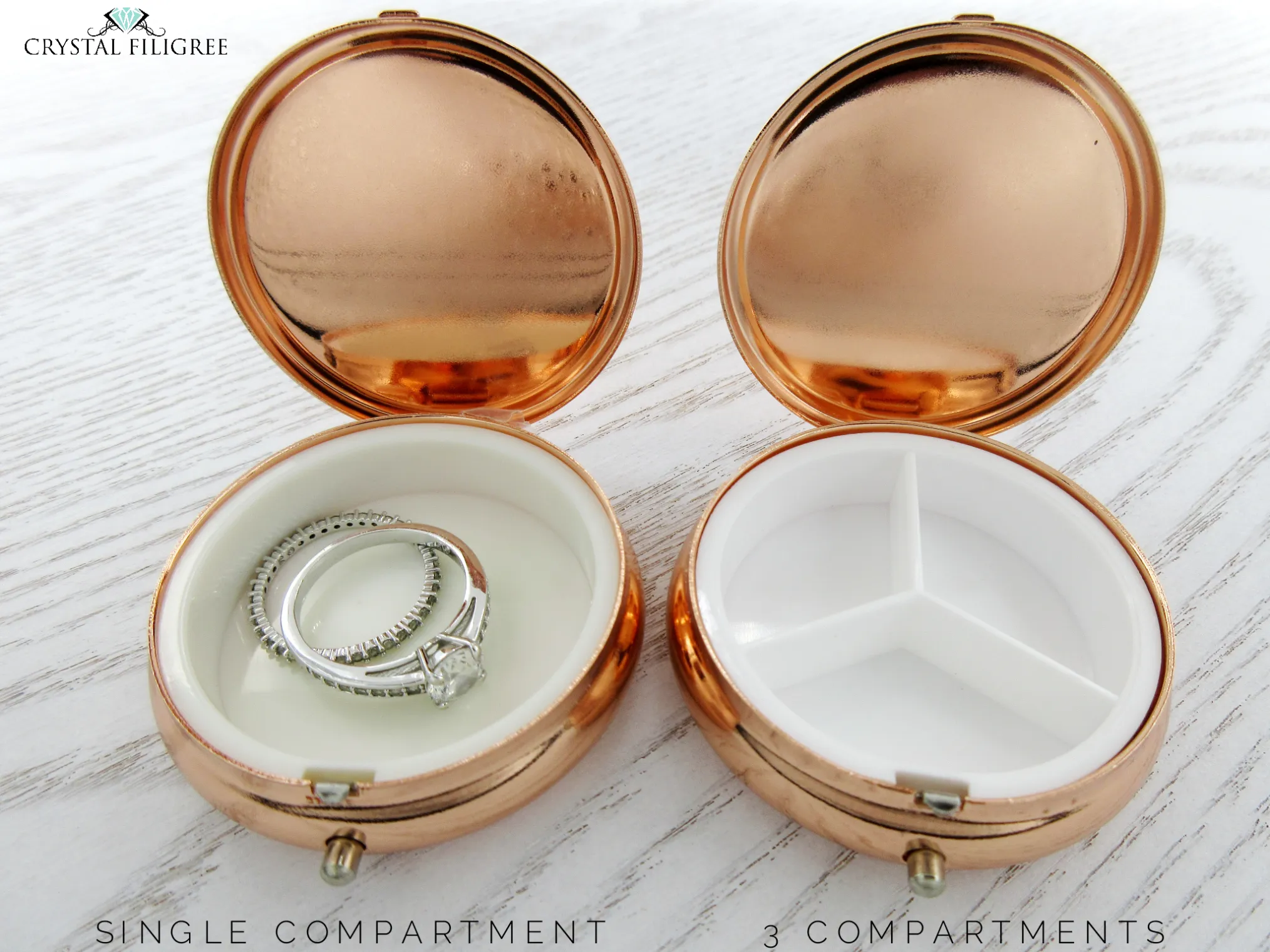 Rose Gold Centerstone Pill Box