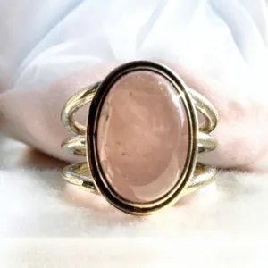 Rose Quartz Solid 925 Sterling Silver Ring 7