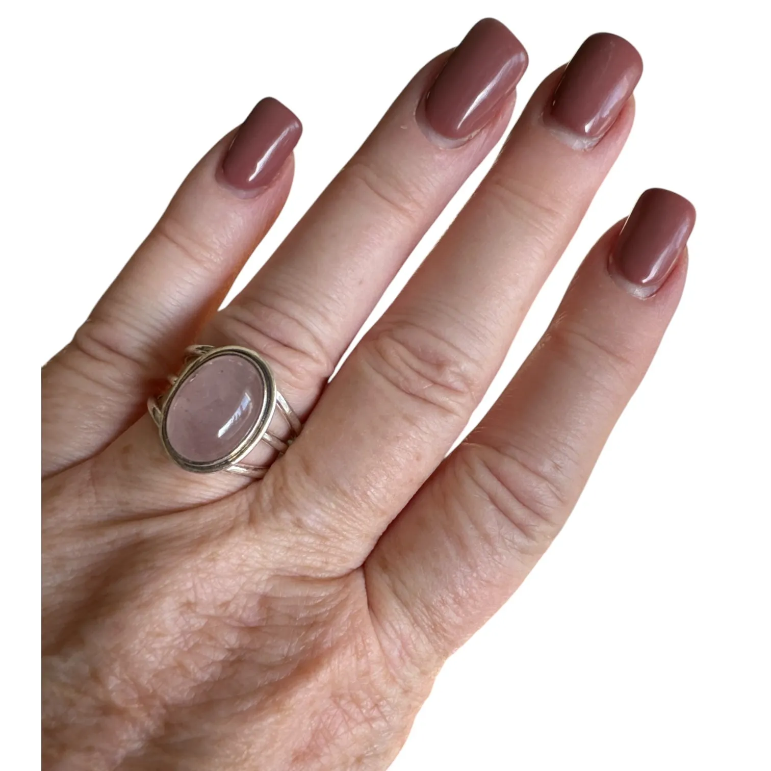Rose Quartz Solid 925 Sterling Silver Ring 7