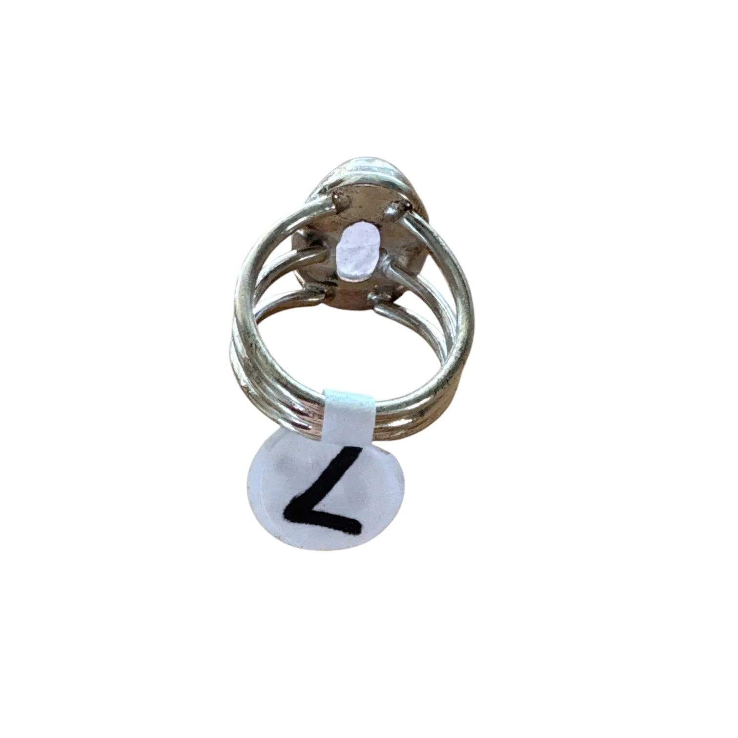 Rose Quartz Solid 925 Sterling Silver Ring 7