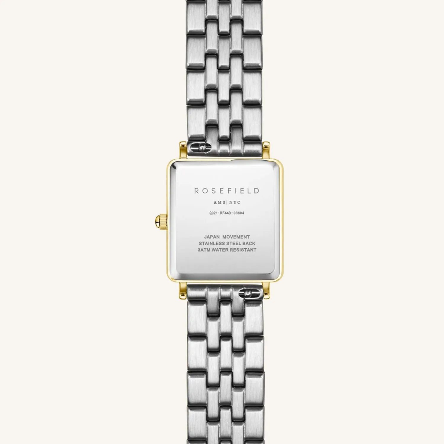 Rosefield The Boxy XS White Sunray Steel Silver Gold Duo Ladies Watch