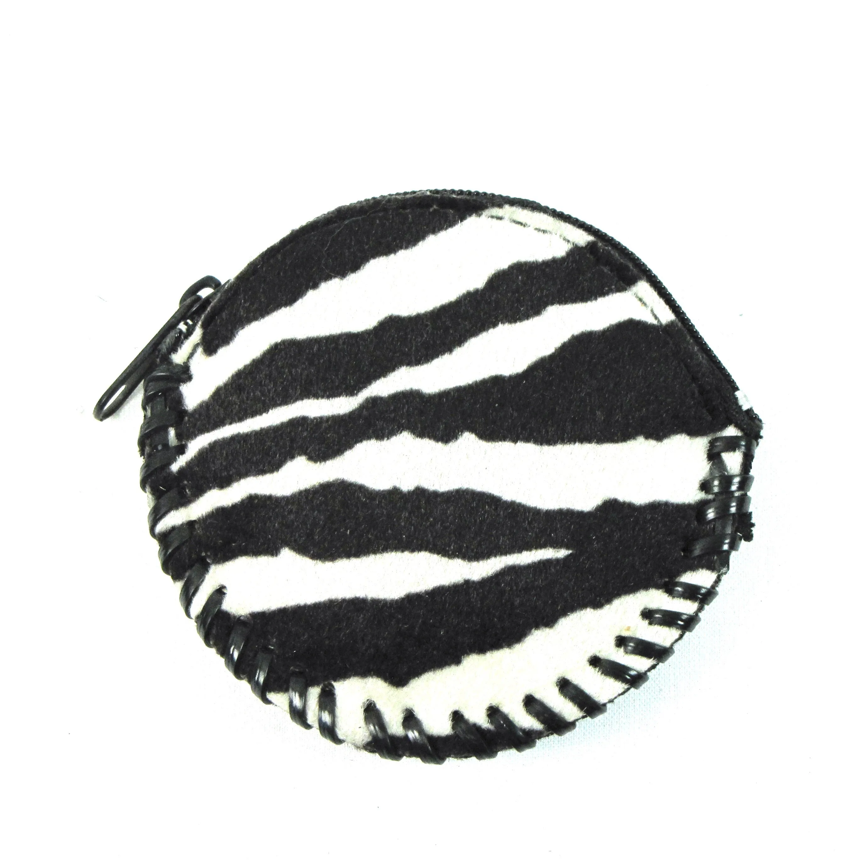 Round Animal Print Coin Purse- Zebra