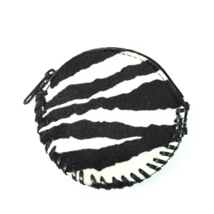 Round Animal Print Coin Purse- Zebra
