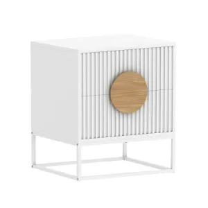 SARANTINO SILVIA BEDSIDE TABLE WITH 2 DRAWERS - WHITE