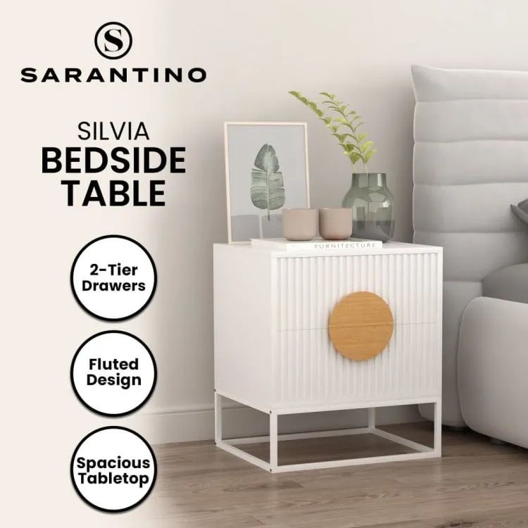 SARANTINO SILVIA BEDSIDE TABLE WITH 2 DRAWERS - WHITE