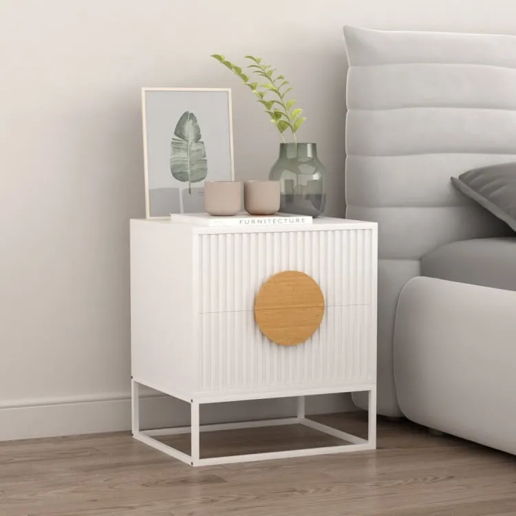 SARANTINO SILVIA BEDSIDE TABLE WITH 2 DRAWERS - WHITE
