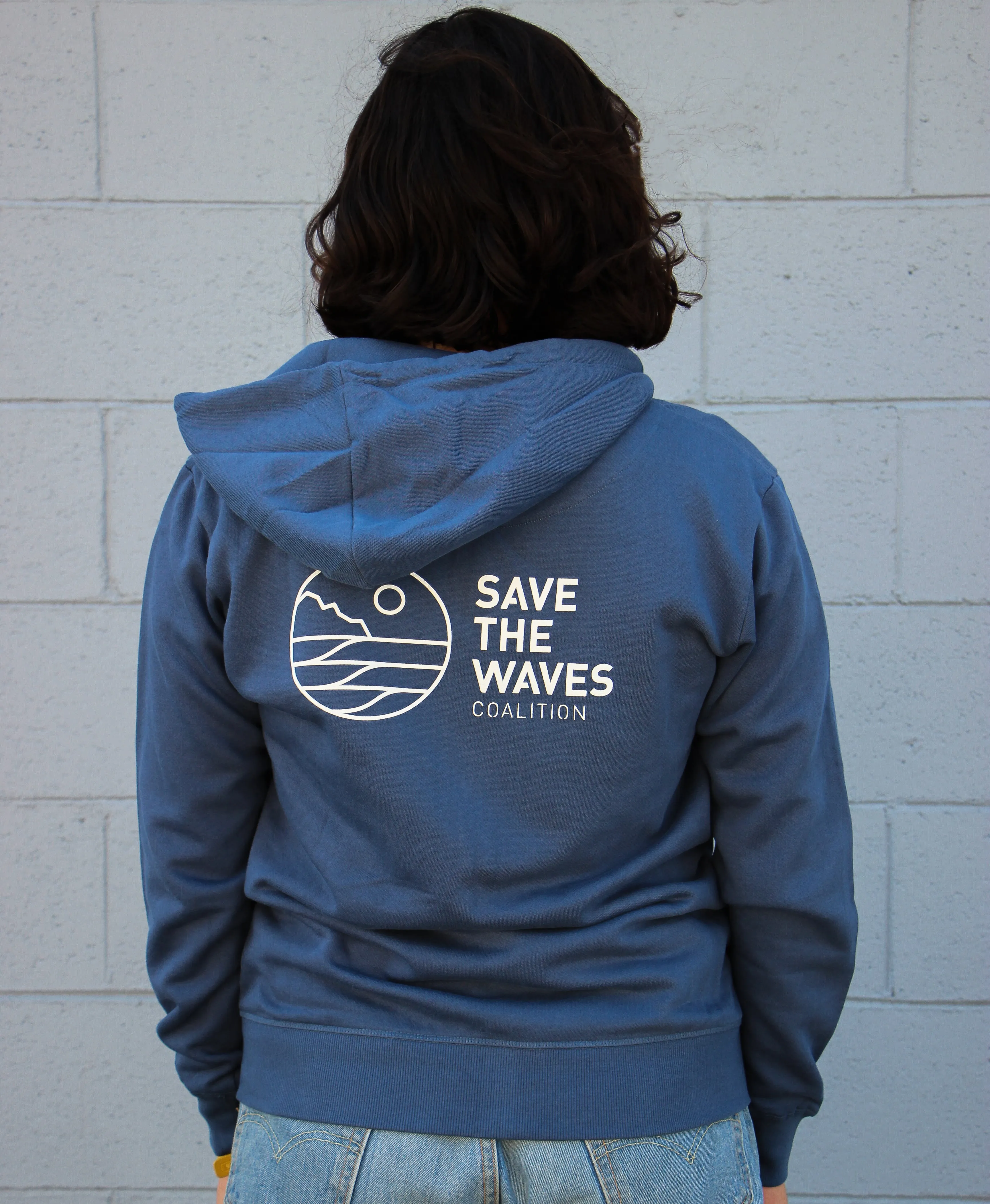 Save The Waves Unisex Zip Navy Hoodie