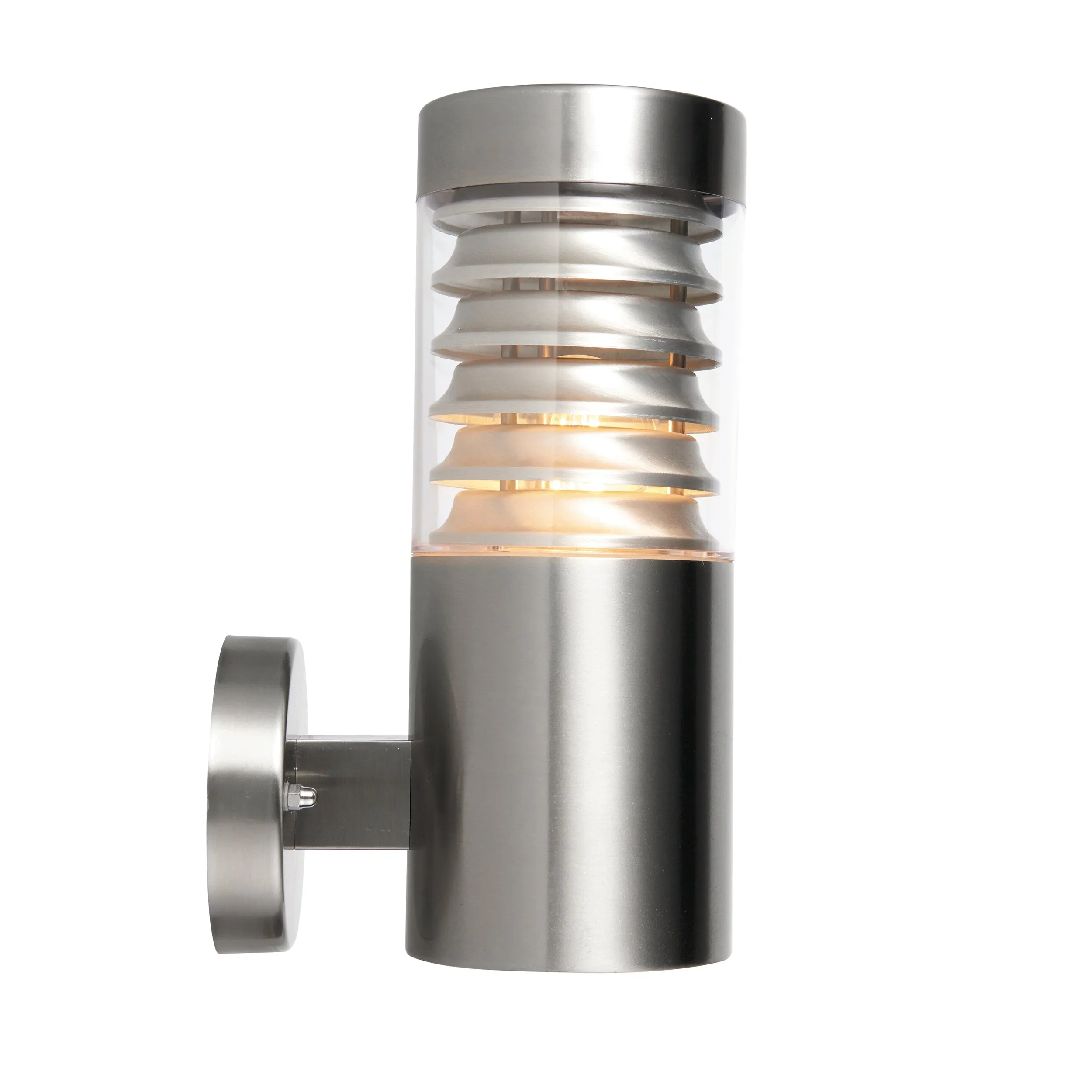 Saxby 49909 Equinox wall IP44 8W Marine grade brushed stainless steel & clear pc 8W LED E27 Cool White (Required)