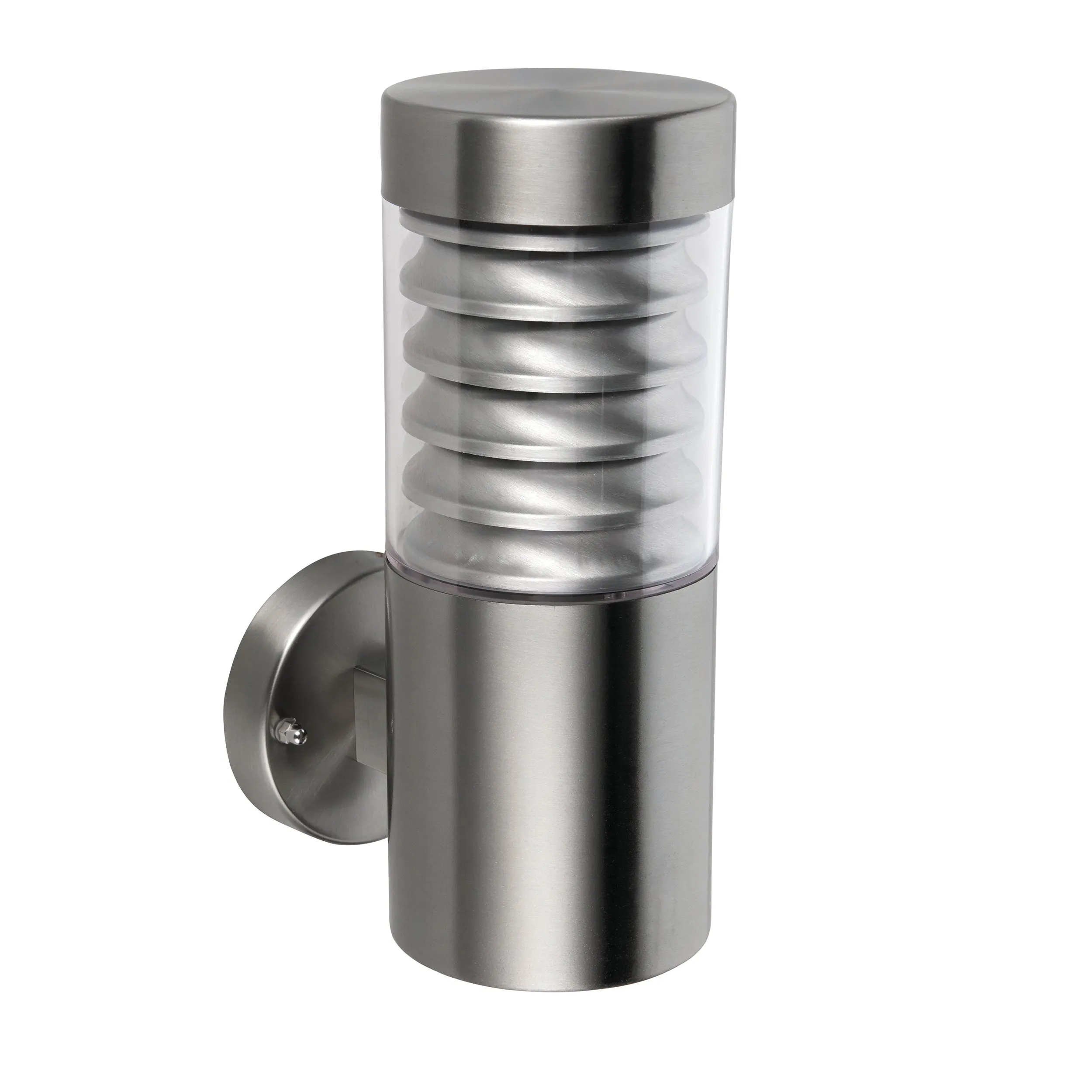 Saxby 49909 Equinox wall IP44 8W Marine grade brushed stainless steel & clear pc 8W LED E27 Cool White (Required)