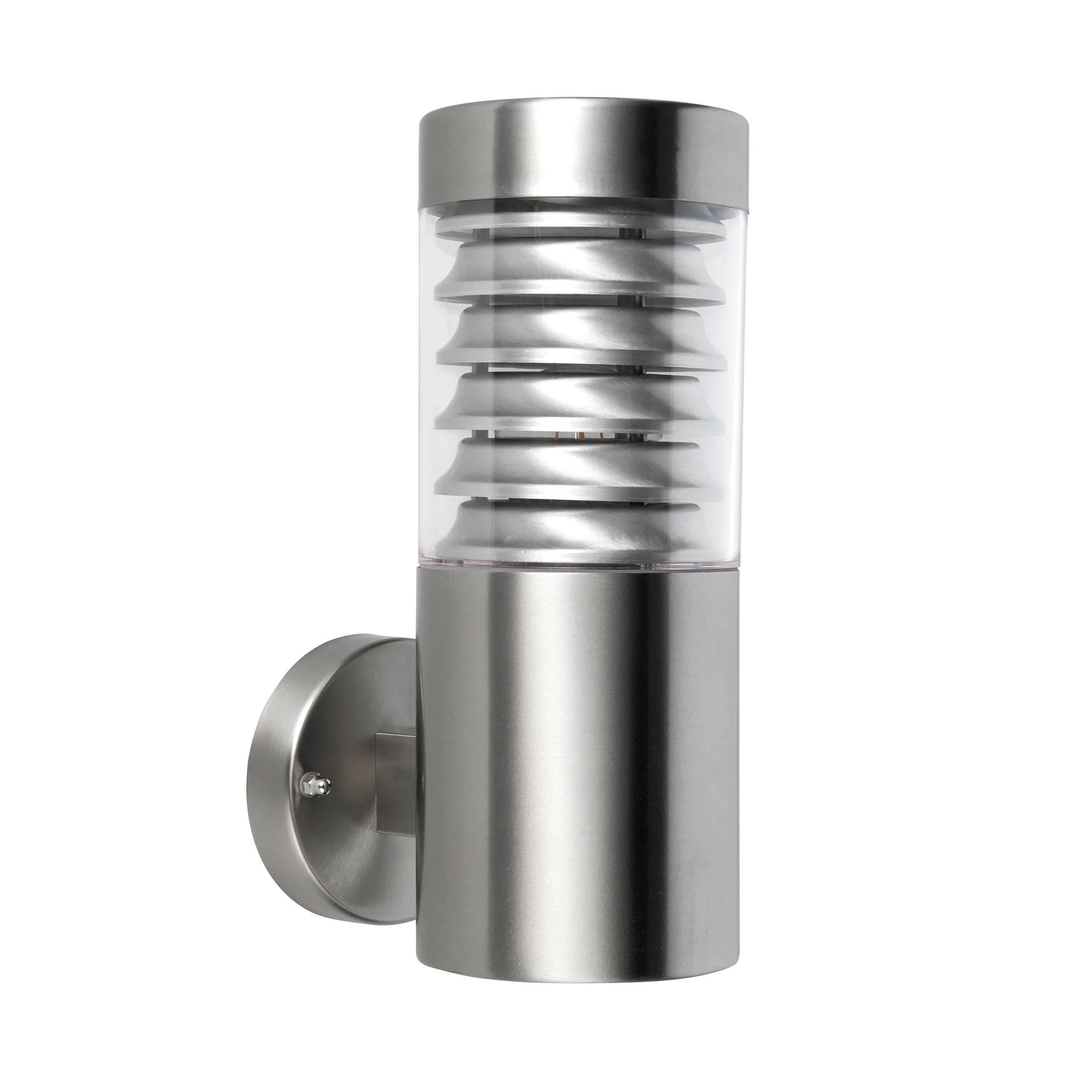 Saxby 49909 Equinox wall IP44 8W Marine grade brushed stainless steel & clear pc 8W LED E27 Cool White (Required)