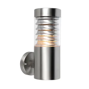 Saxby 49909 Equinox wall IP44 8W Marine grade brushed stainless steel & clear pc 8W LED E27 Cool White (Required)