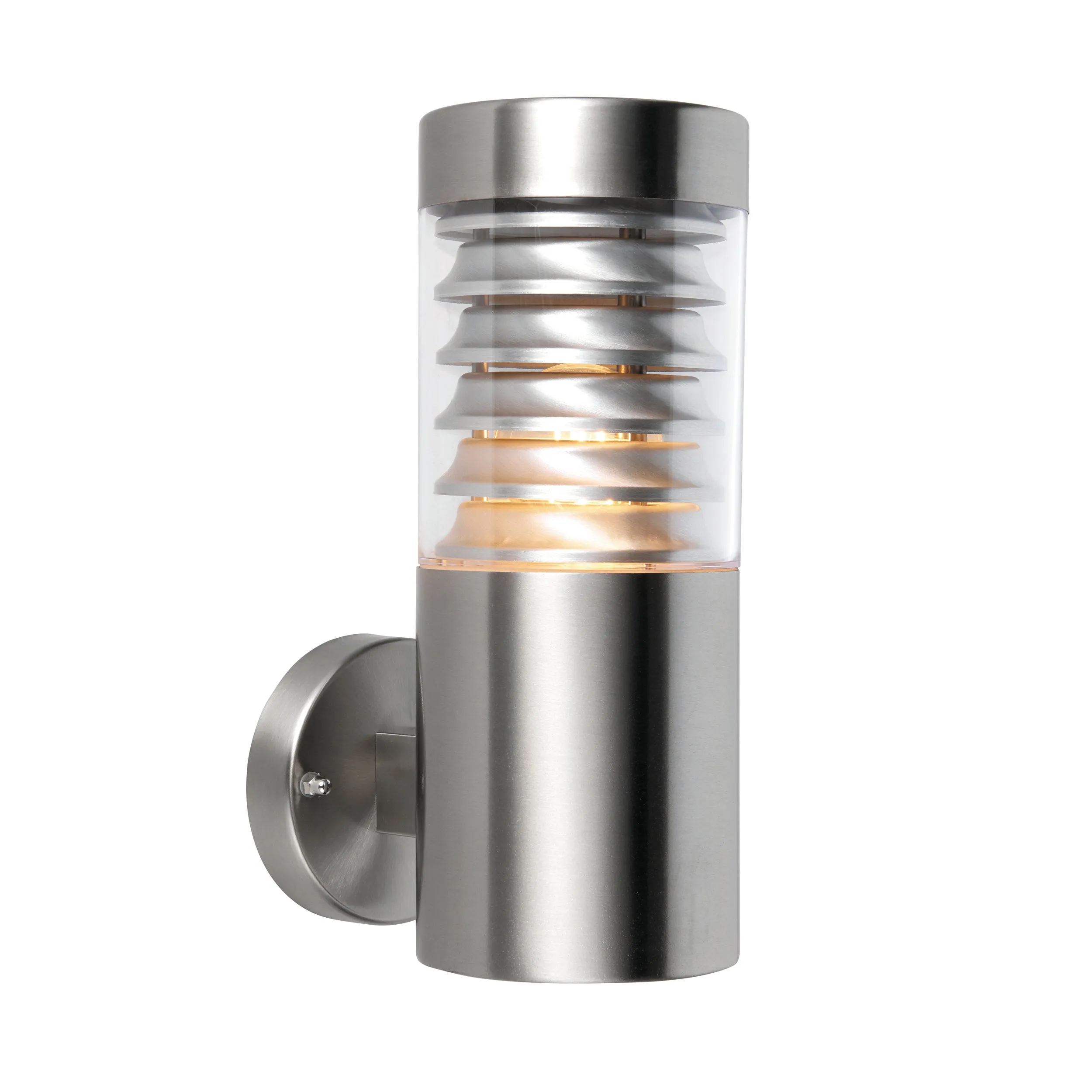 Saxby 49909 Equinox wall IP44 8W Marine grade brushed stainless steel & clear pc 8W LED E27 Cool White (Required)