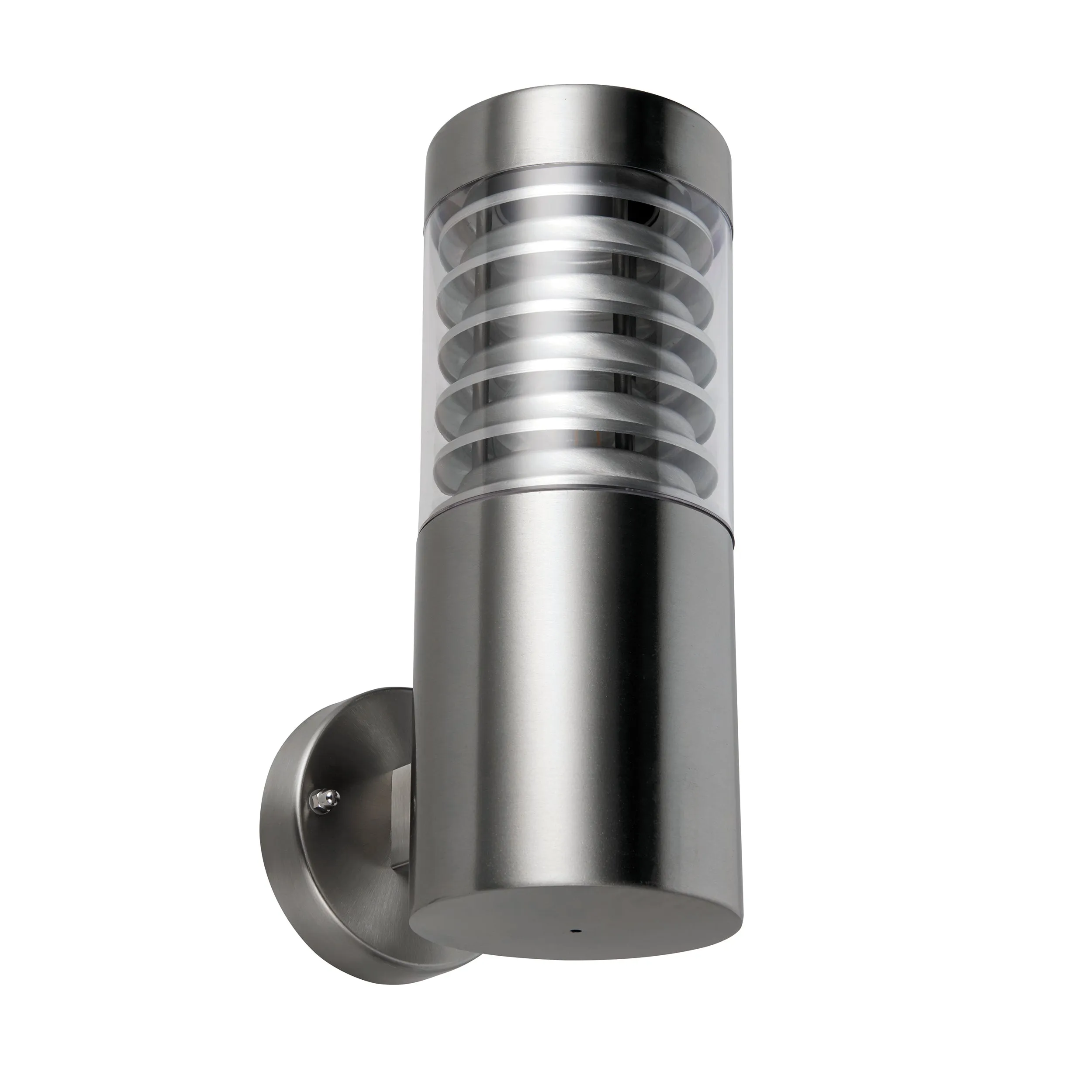 Saxby 49909 Equinox wall IP44 8W Marine grade brushed stainless steel & clear pc 8W LED E27 Cool White (Required)