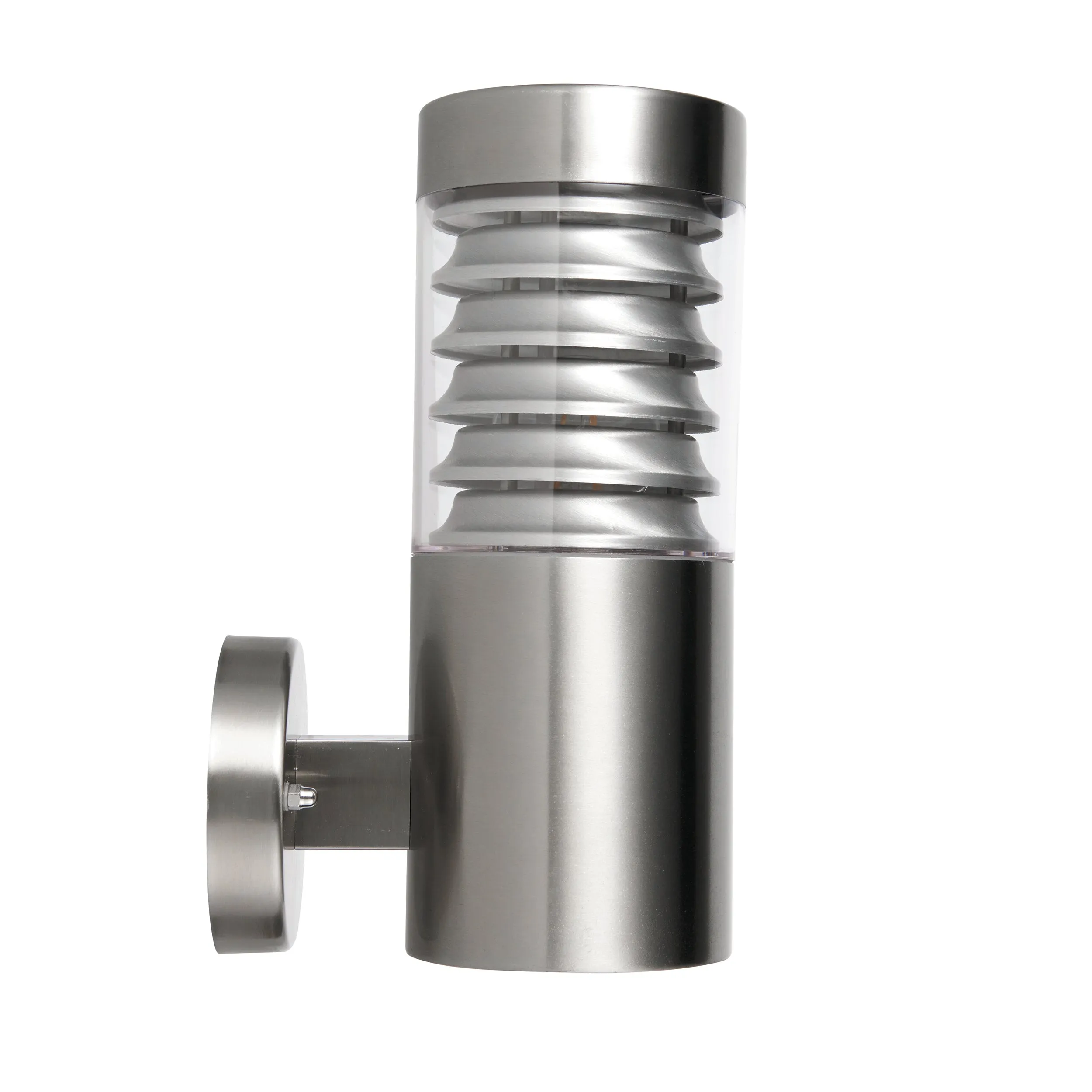 Saxby 49909 Equinox wall IP44 8W Marine grade brushed stainless steel & clear pc 8W LED E27 Cool White (Required)