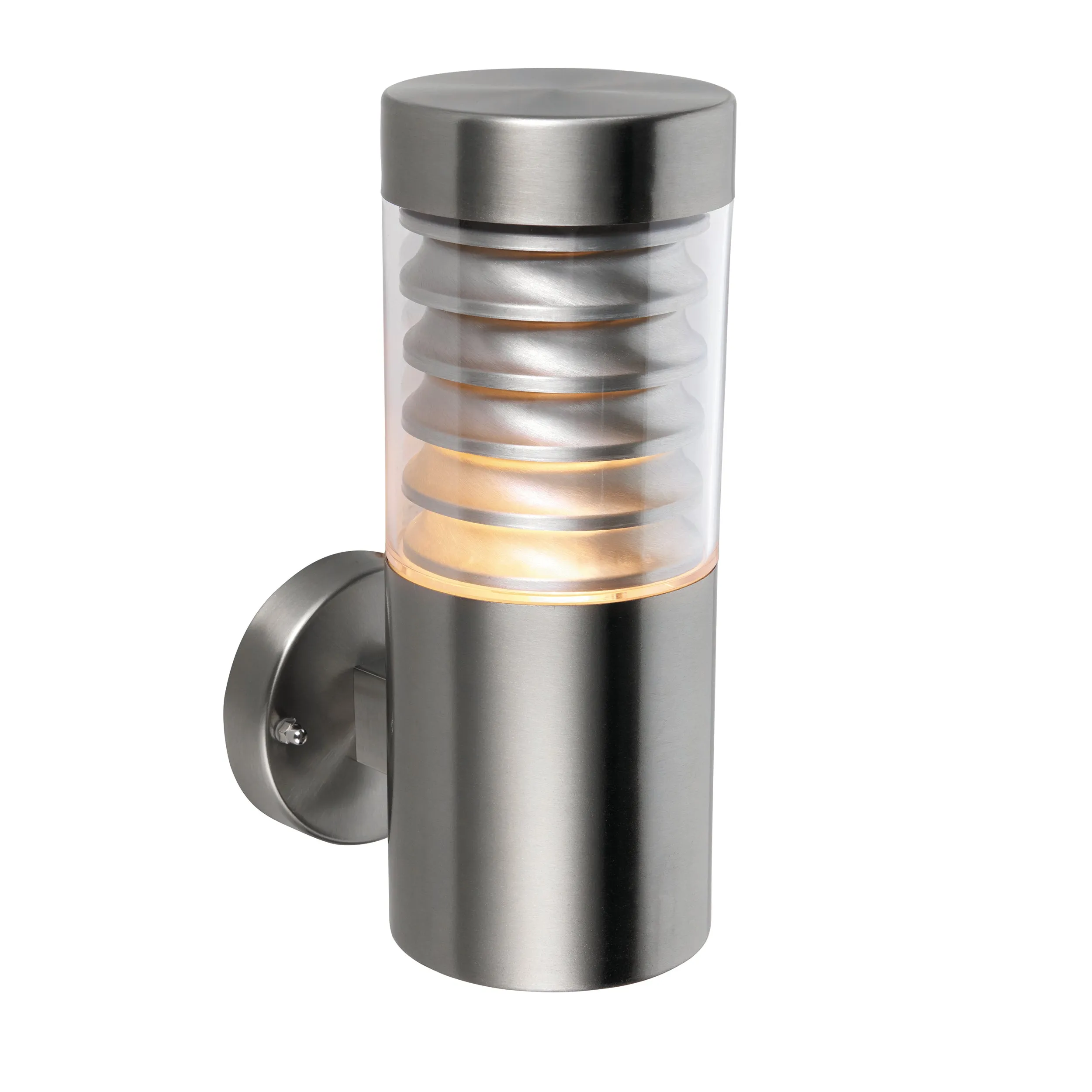 Saxby 49909 Equinox wall IP44 8W Marine grade brushed stainless steel & clear pc 8W LED E27 Cool White (Required)