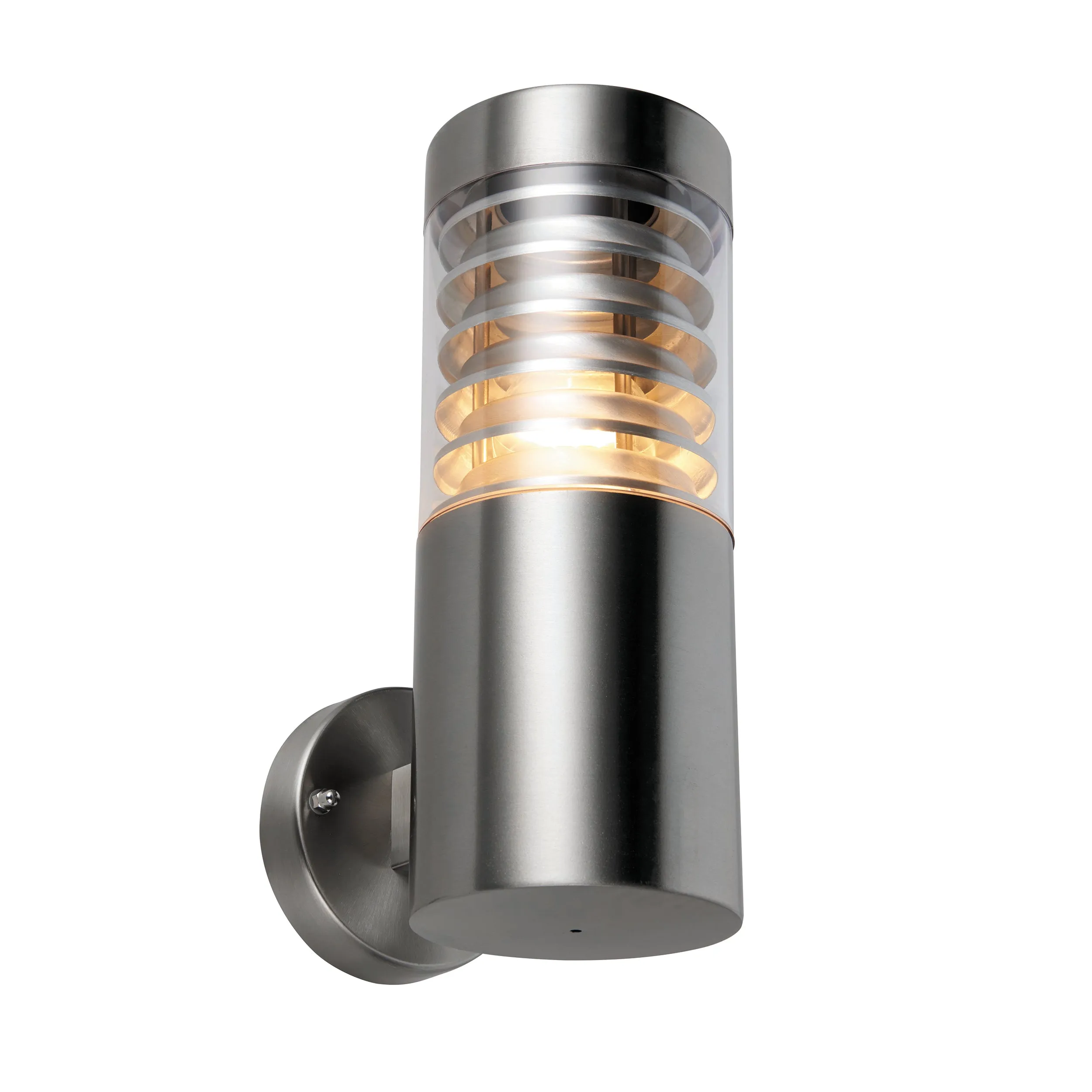 Saxby 49909 Equinox wall IP44 8W Marine grade brushed stainless steel & clear pc 8W LED E27 Cool White (Required)