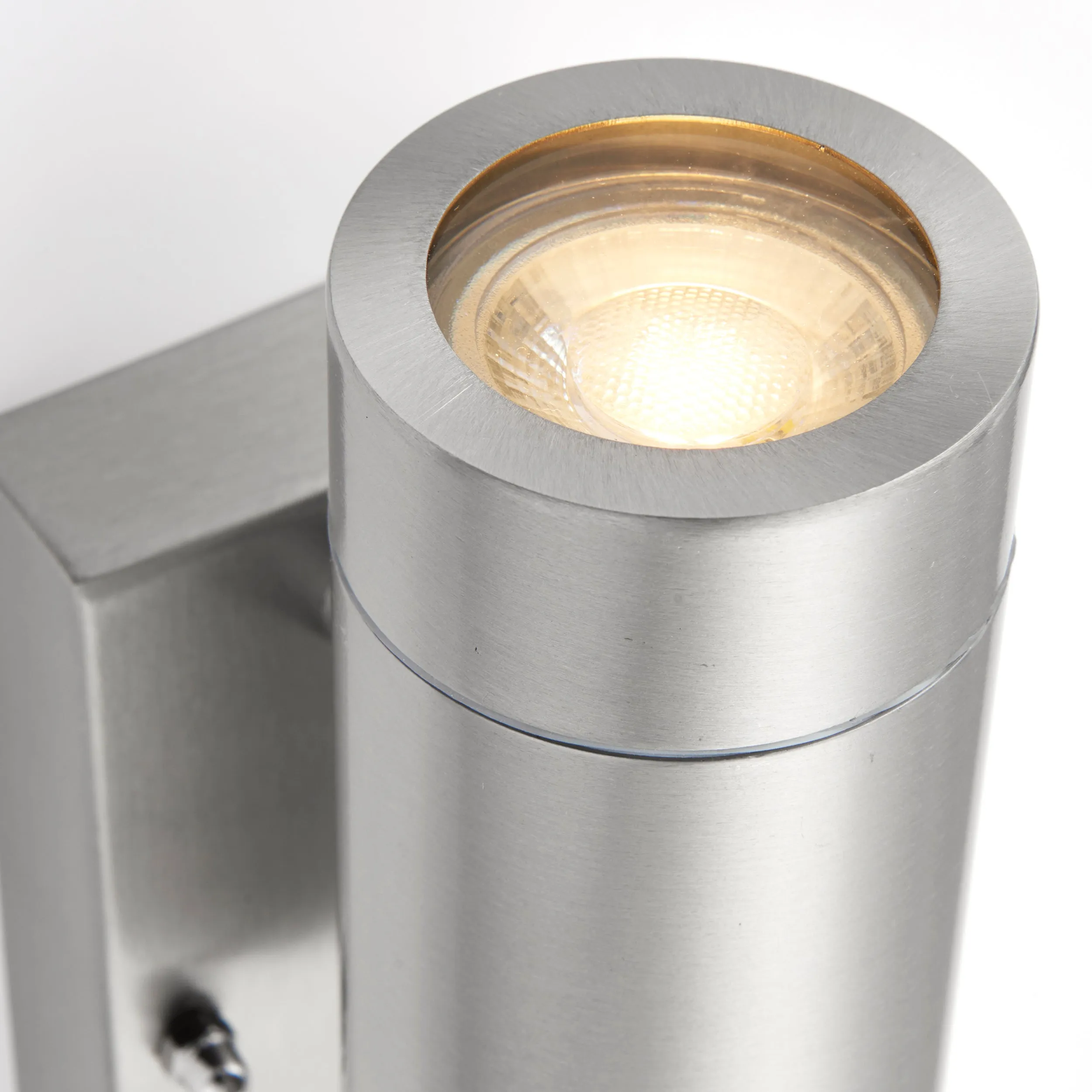 Saxby 75430 Palin PIR 2lt wall IP44 7W Brushed stainless steel & clear glass 2 x 7W LED GU10 (Required)