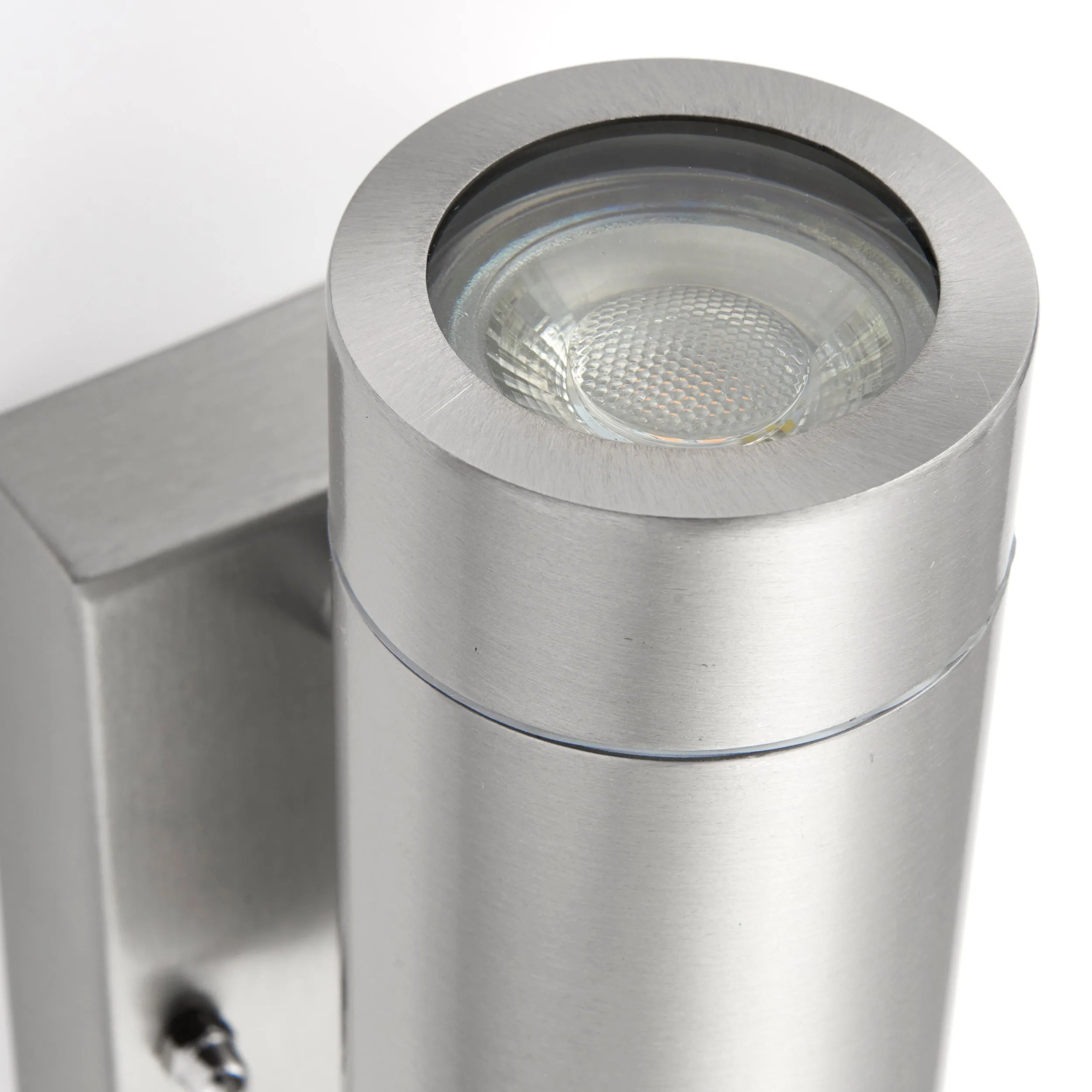 Saxby 75430 Palin PIR 2lt wall IP44 7W Brushed stainless steel & clear glass 2 x 7W LED GU10 (Required)